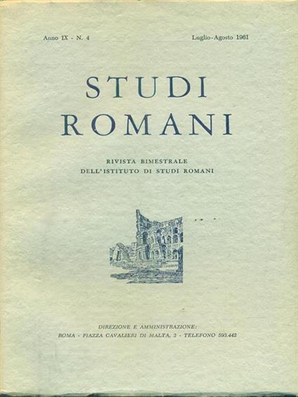   Studi romani Anno IX. N.4 / Luglio-agosto 1961 - copertina