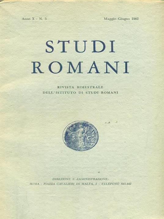   Studi romani Anno X N. 3/ maggio-giugno 1962 - copertina