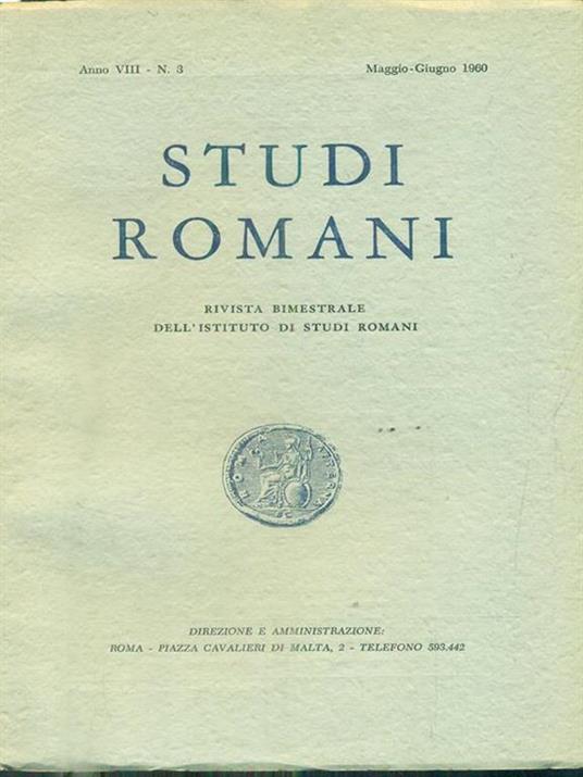   Studi romani Anno VIII- N. 3/maggio-giugno 1960 - copertina