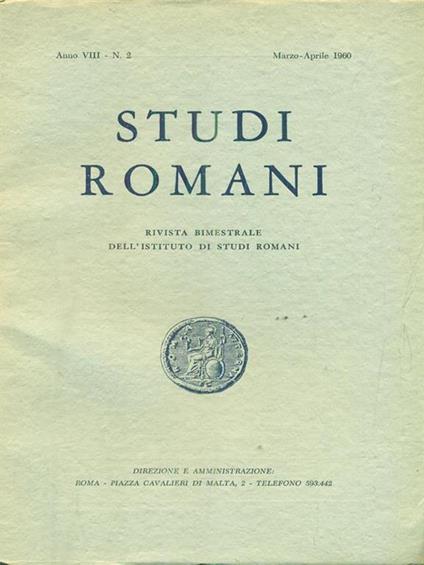   Studi romani Anno VIII- N. 2/marzo-aprile 1960 - copertina