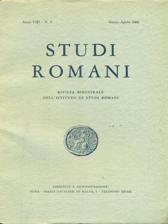  Studi romani Anno VIII- N. 2/marzo-aprile 1960 - copertina