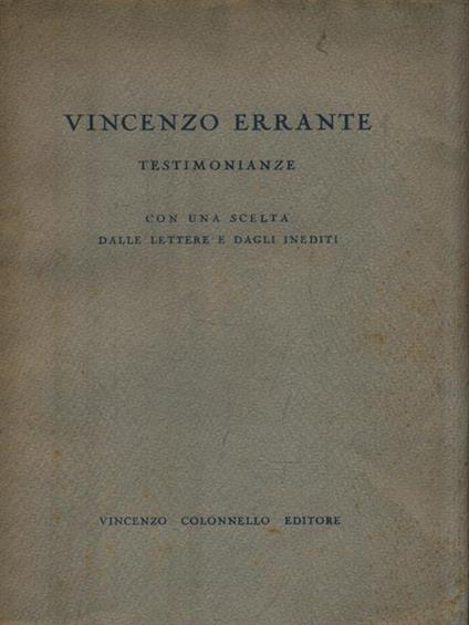 Testimonianze - Vincenzo Errante - copertina