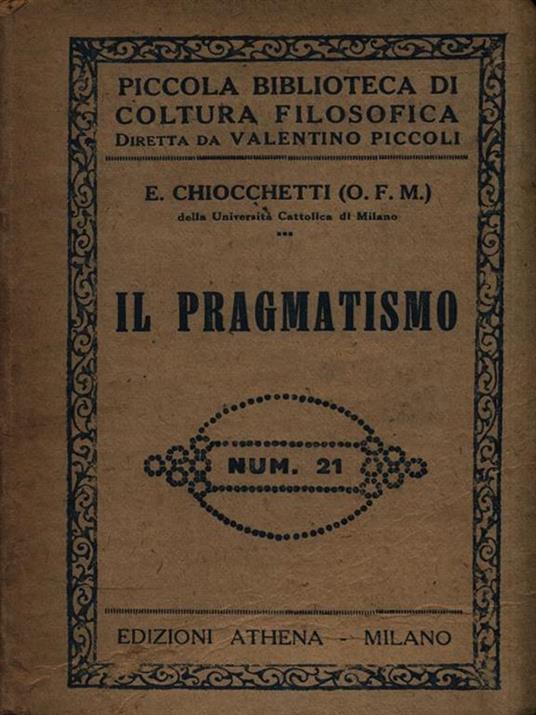 Il pragmatismo - Emilio Chiocchetti - copertina