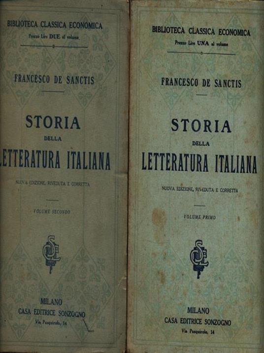   Storia della letteratura italiana. 2 Volumi - Francesco De Sanctis - copertina