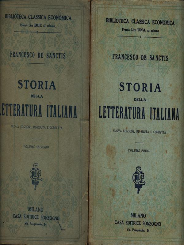   Storia della letteratura italiana. 2 Volumi
