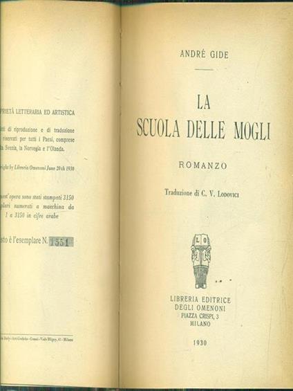 La scuola delle mogli - André Gide - copertina