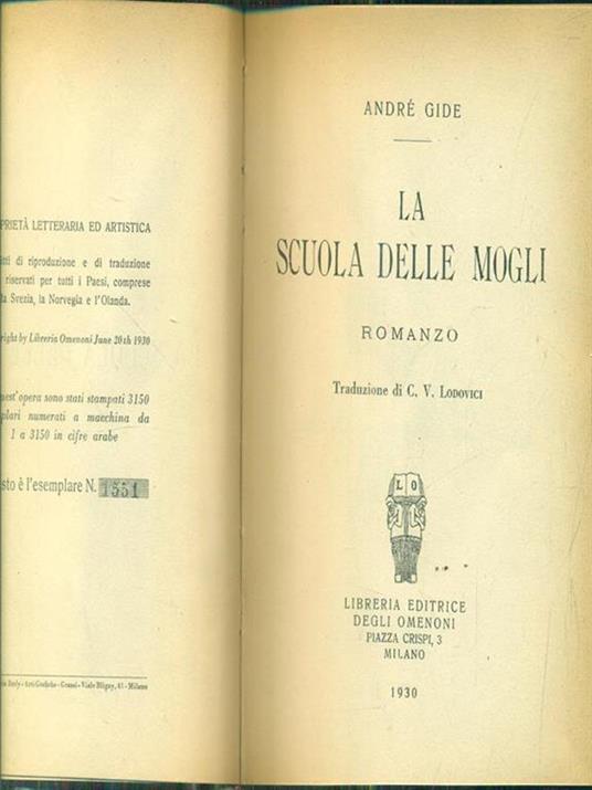 La scuola delle mogli - André Gide - copertina