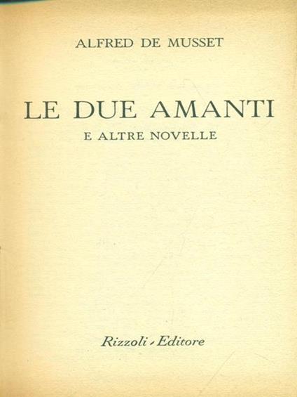 Le  due amanti - Alfred de Musset - copertina