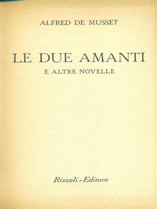 Le  due amanti - Alfred de Musset - copertina