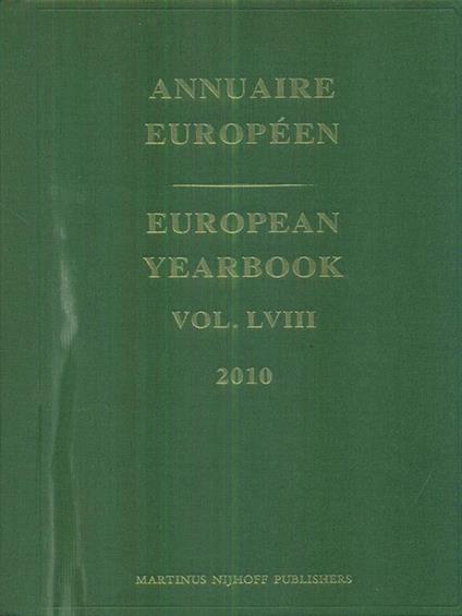 Annuaire Europeen. European Yearbook Vol LVIII / 2010 - copertina