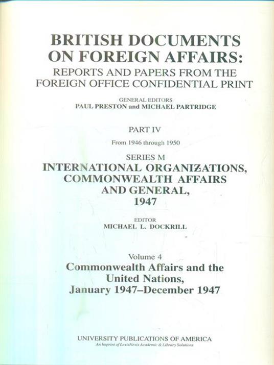 British documents on foreign affairs. Part IV. Series M. Volume 4 - Paul Preston - copertina