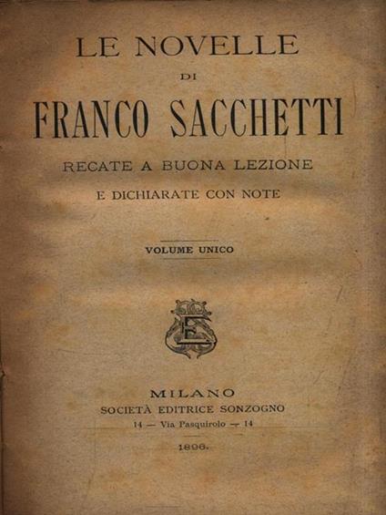 Le Novelle - Franco Sacchetti - copertina