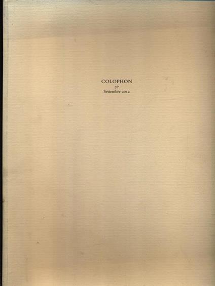 Colophon 37/settembre 2012 - copertina
