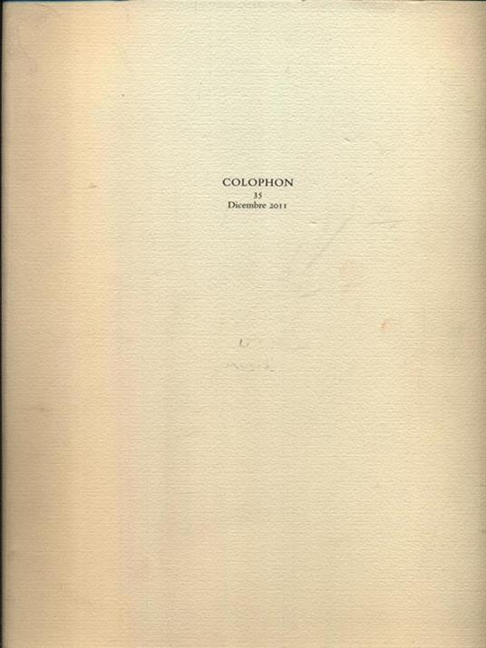 Colophon 35/dicembre 2011 - copertina