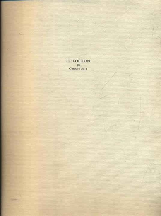Colophon 38/gennaio 2013 - copertina