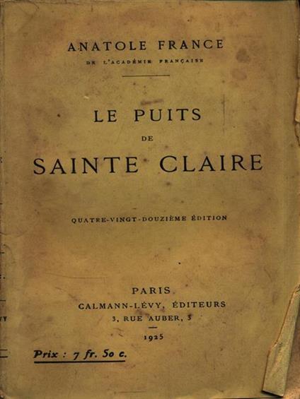 Le puits de Saint Claire - Anatole France - copertina