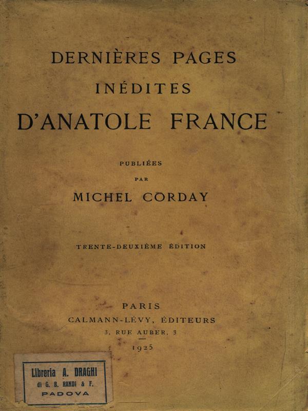 Dernières pages inedites d'Anatole France