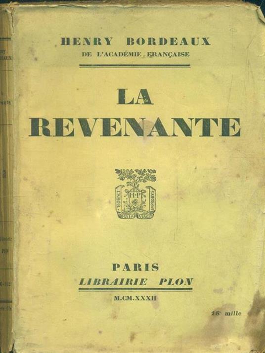 La revenante - Henry Bordeaux - copertina