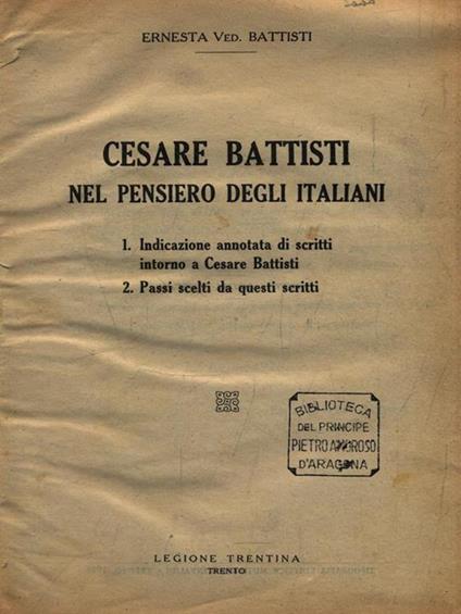 Cesare Battisti nel pensiero degli italiani - Ernest Battisti - copertina