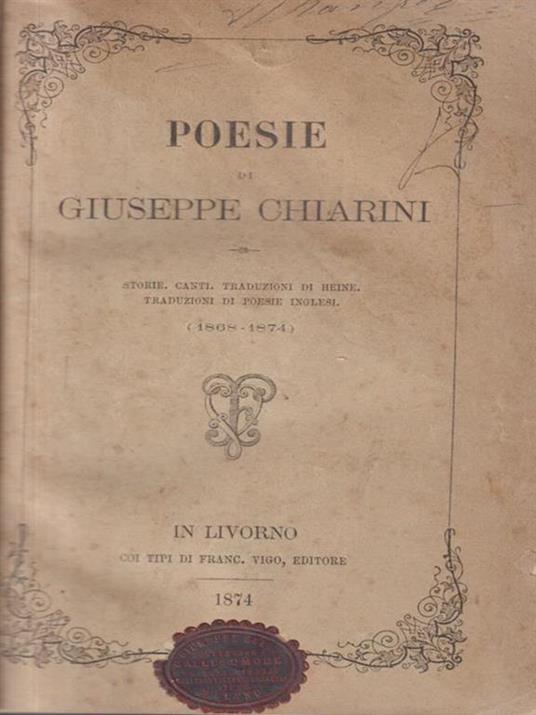 Poesie - Giuseppe Chiarini - copertina