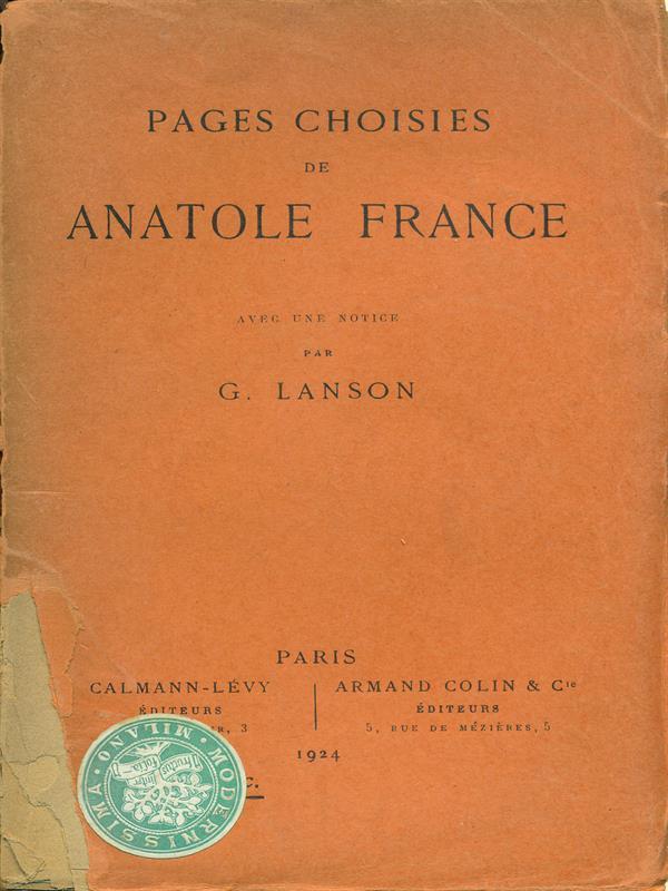 Pages choisies de anatole France