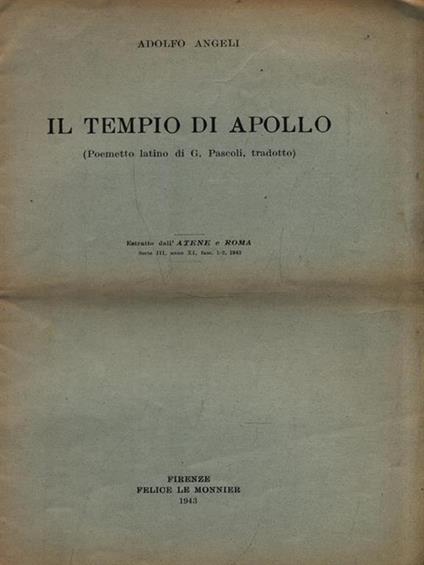 Estratto: Il tempio di Apollo - Adolfo Angeli - copertina