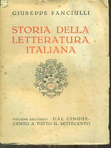Storia della lett italiana. Vol II - Giuseppe Fanciulli - copertina