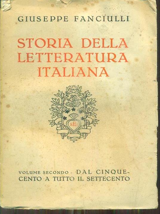 Storia della lett italiana. Vol II - Giuseppe Fanciulli - copertina