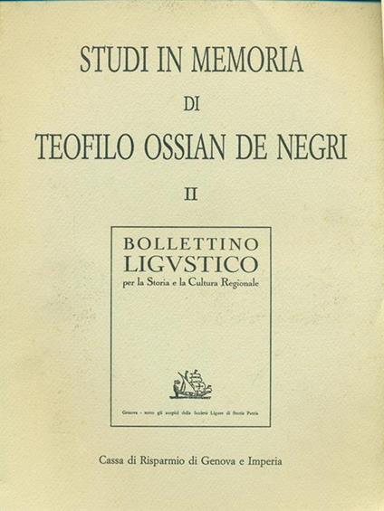 Studi in memoria di Teofilo Ossian De Negri II - copertina