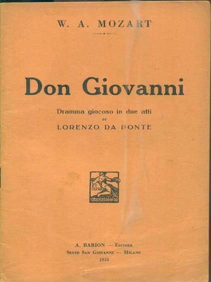 Don Giovanni - W. A. Mozart - copertina