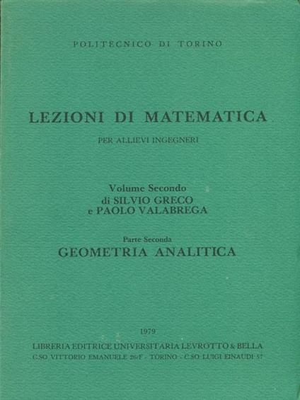 Lezioni di matematica II parte II - Silvio Greco - copertina