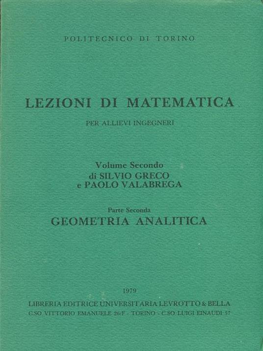 Lezioni di matematica II parte II - Silvio Greco - copertina