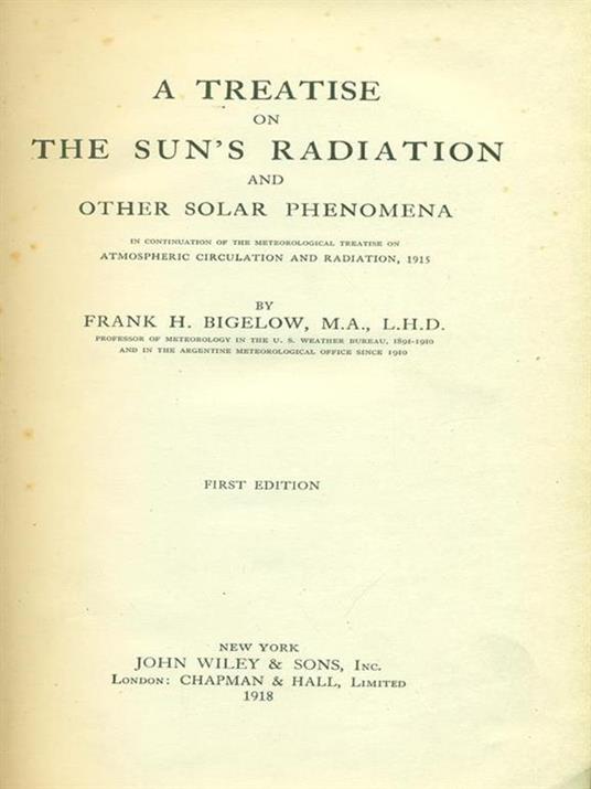 A treatise on the sun's radiaton - Frank H. Bigelow - copertina