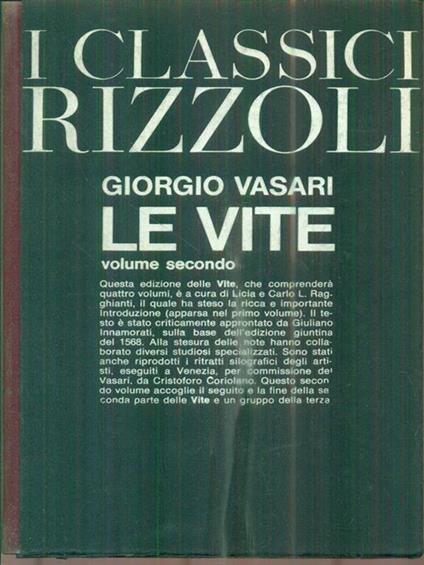 Le vite. Vol II - Giorgio Vasari - copertina