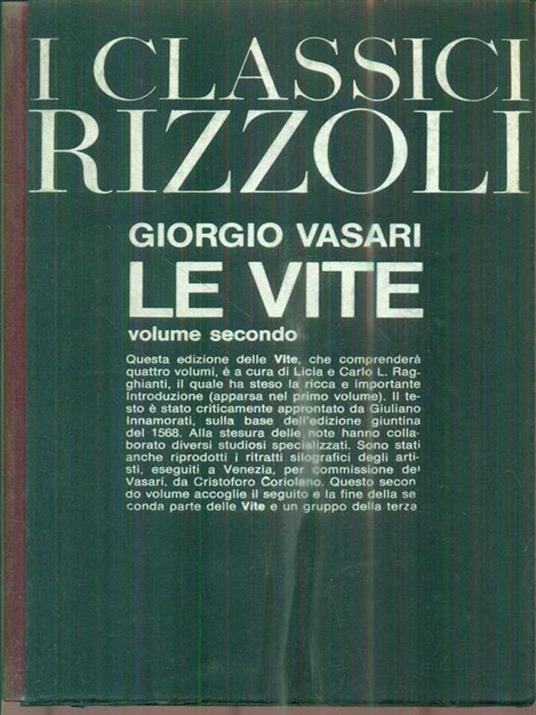 Le vite. Vol II - Giorgio Vasari - copertina