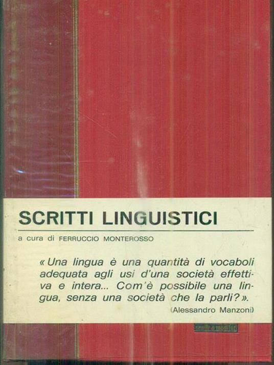 Scritti linguistici - Alessandro Manzoni - copertina