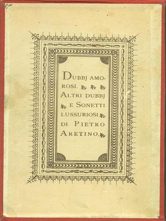 Dubbi Altri dubbi e sonetti lussuriosi - Pietro Aretino - copertina
