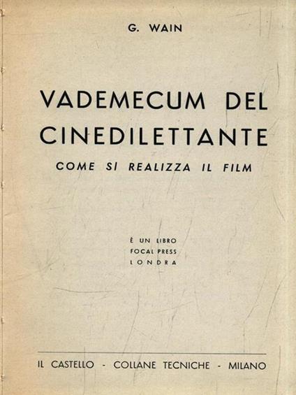 Vademecum del cinedilettante - G. Wain - copertina