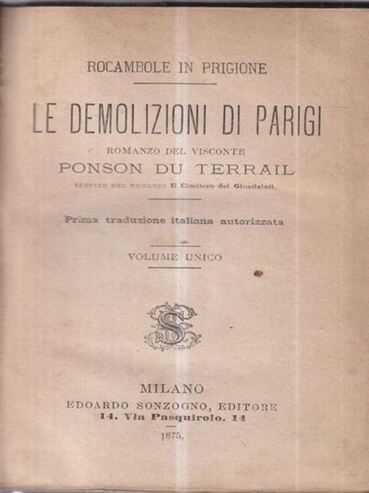 Rocambole in prigione. Le demolizioni di Parigi  - Ponson Du Terrail - copertina