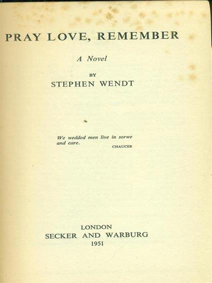 Play love, remember - Stephen Wendt - copertina