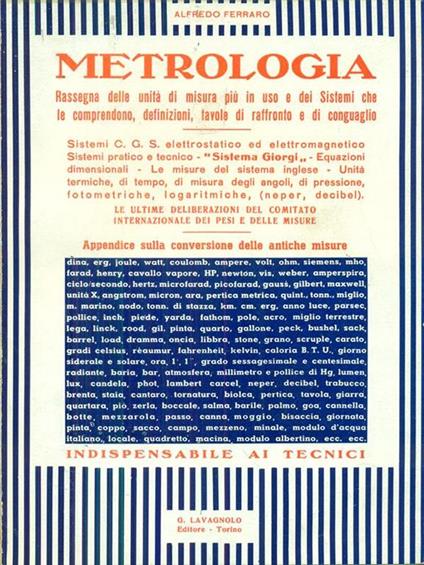 Metrologia - Alfredo Ferraro - copertina