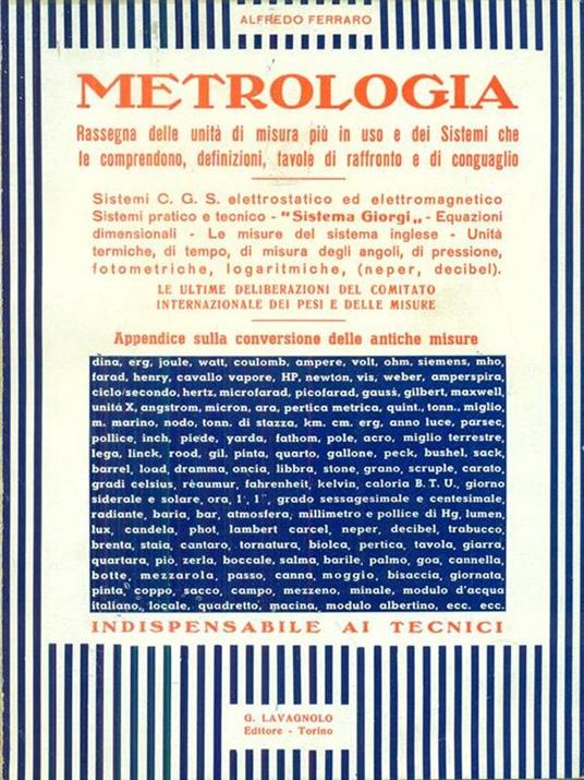 Metrologia - Alfredo Ferraro - copertina