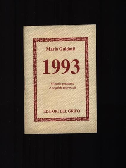 1993 Minuzie personali e nequizie universali - Mario Guidotti - copertina
