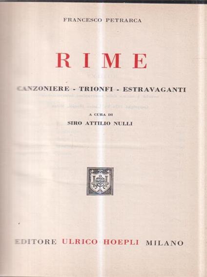 Rime - Francesco Petrarca - copertina