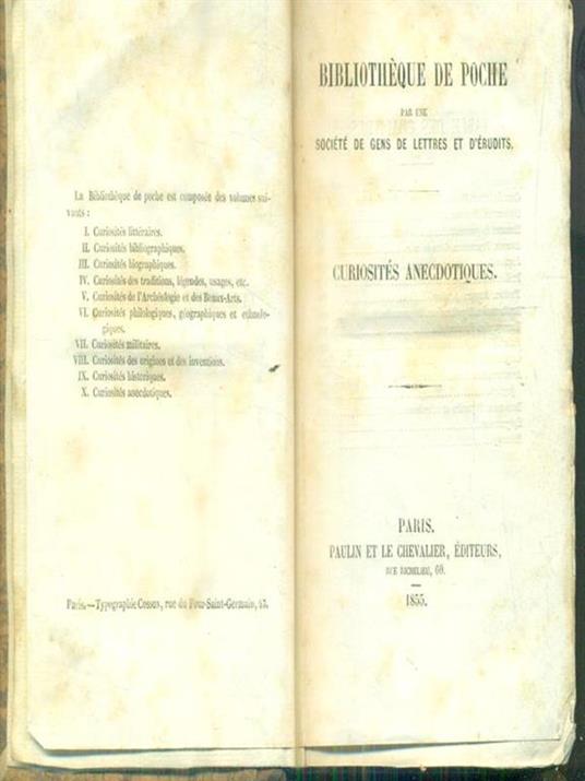 Curiosites anecdotiques - copertina