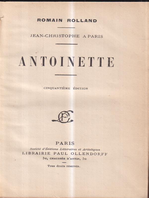 Jean Christophe a Paris - Antoinette, vol II