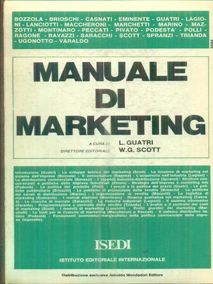 Manuale di marketing - Luigi Guatri - copertina