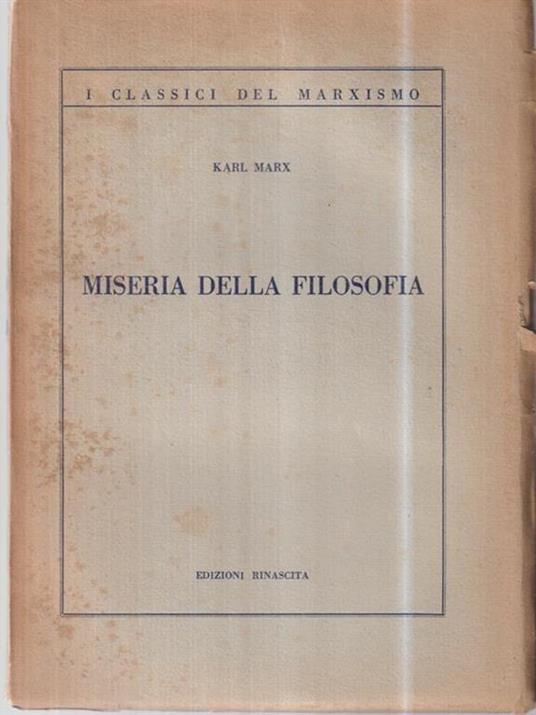 Miseria della filosofia - Karl Marx - copertina
