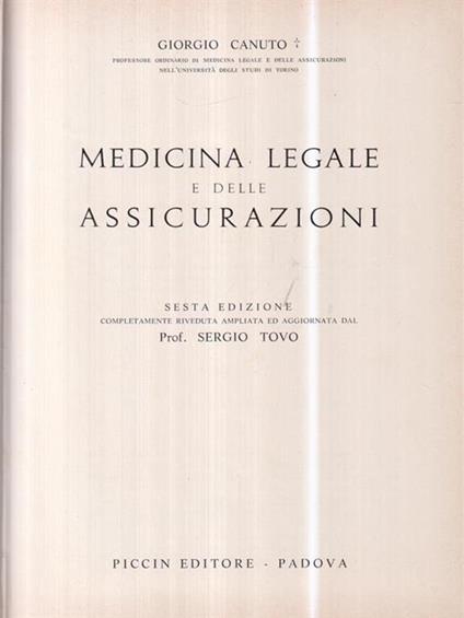 Medicina legale e delle assicurazioni - Giorgio Canuto - copertina