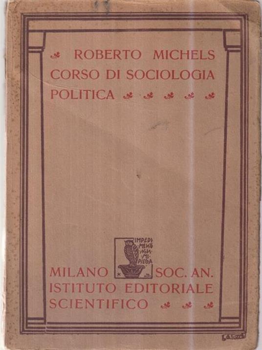 Corso di sociologia politica - Roberto Michels - copertina